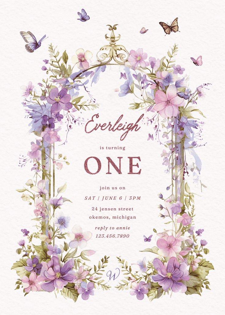 Whimsical wings - birthday invitation