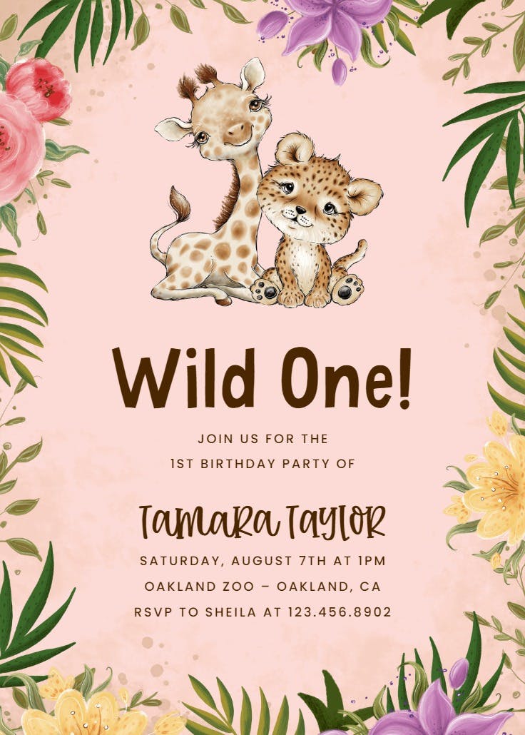 Wild and wonderful baby - birthday invitation