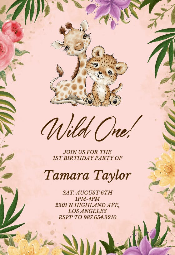 Wild and wonderful baby - birthday invitation