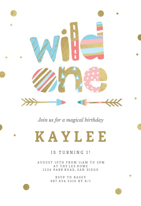 Wild one indian tribal - birthday invitation