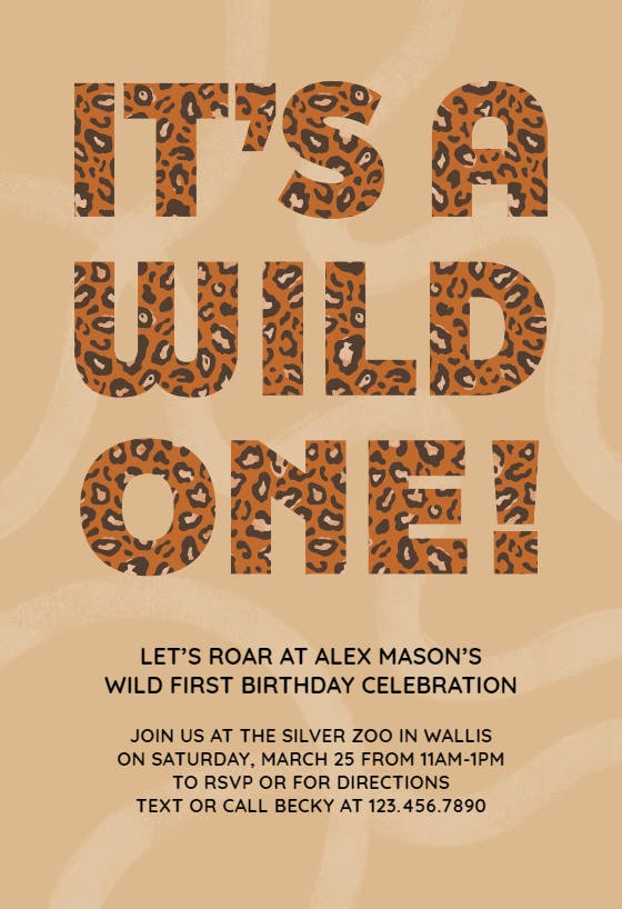 Wild one typo - birthday invitation