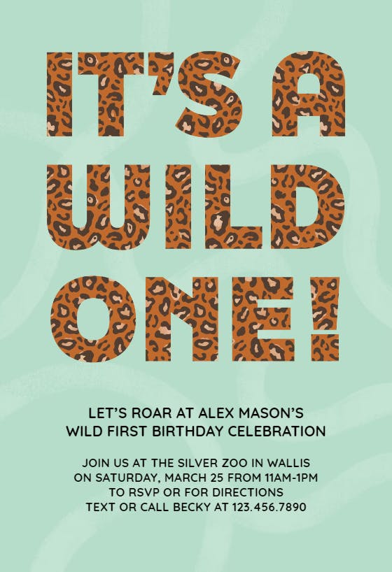 Wild one typo - birthday invitation
