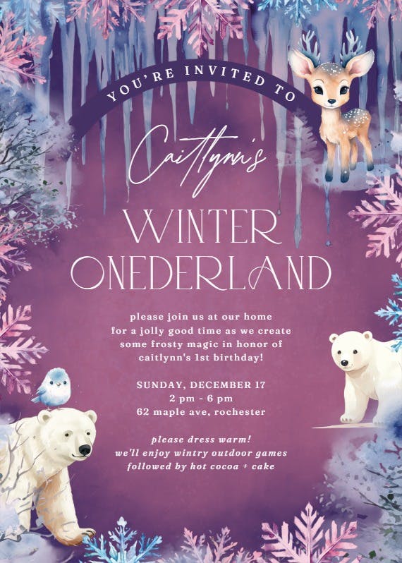 Winter onederland - party invitation