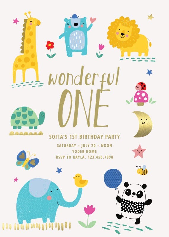 Wonderfully wild - birthday invitation