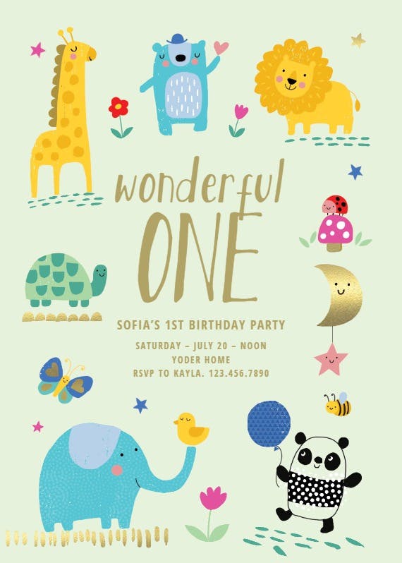 Wonderfully wild - birthday invitation