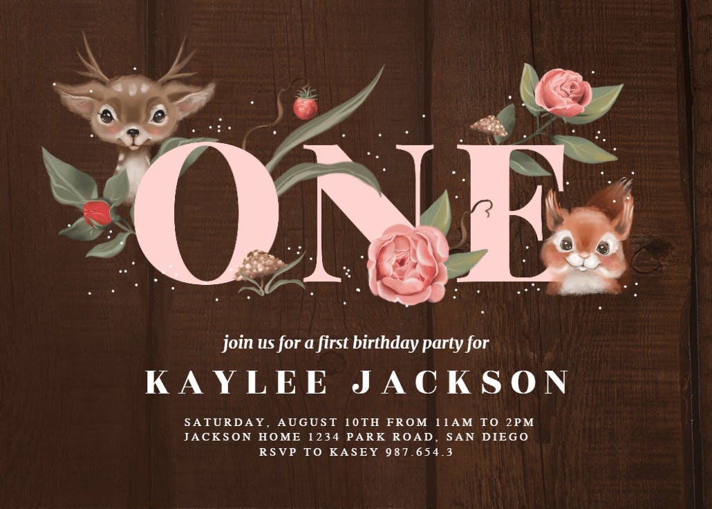 Woodland friends - birthday invitation