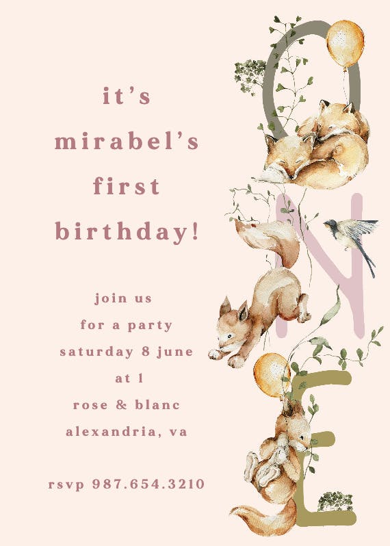 Woodland whimsy - invitación de cumpleaños