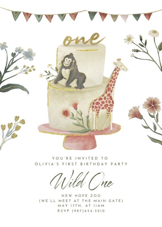 Young, wild, one - birthday invitation