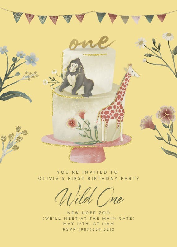 Young, wild, one - invitación de cumpleaños