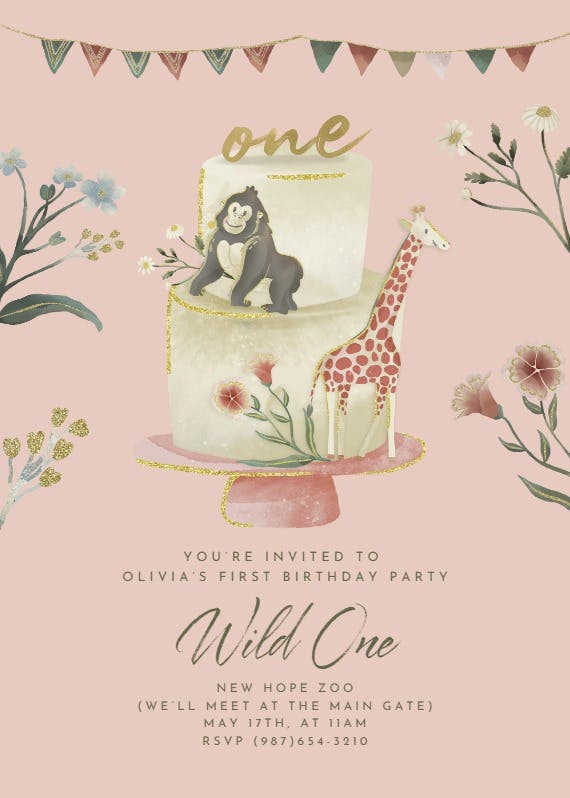 Young, wild, one - invitación de cumpleaños