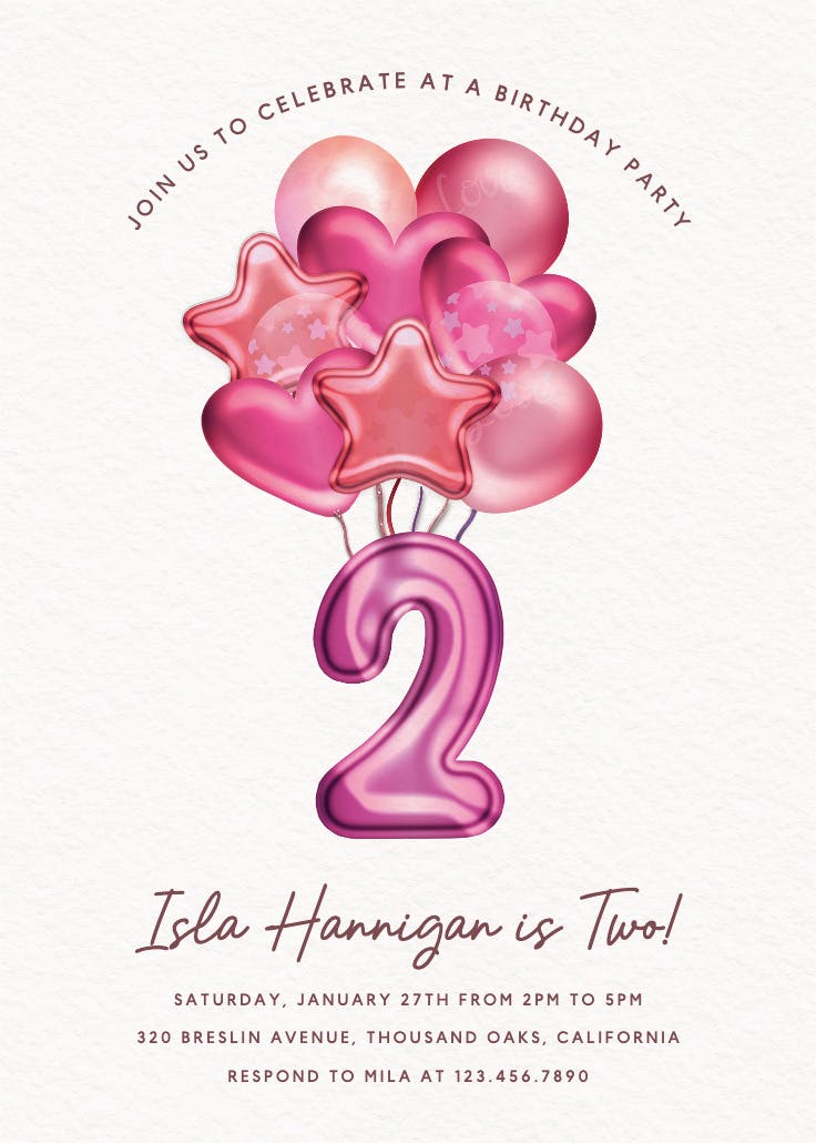 3d balloons 2 - birthday invitation