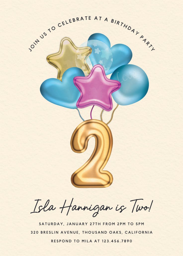 3d balloons 2 - birthday invitation