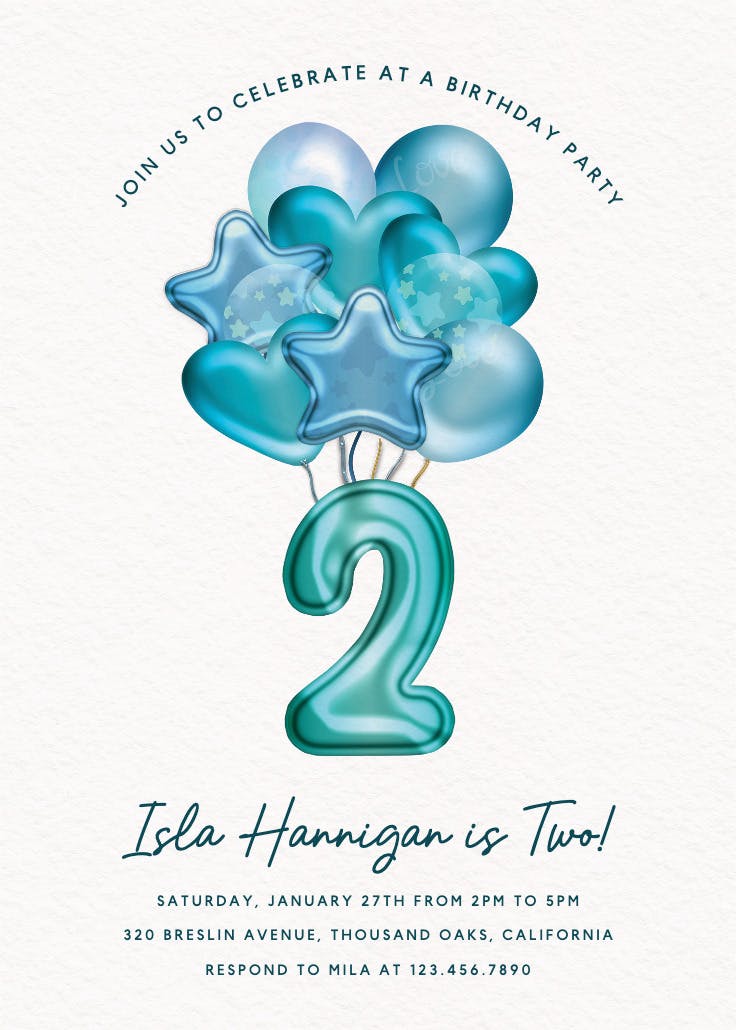 3d balloons 2 - birthday invitation
