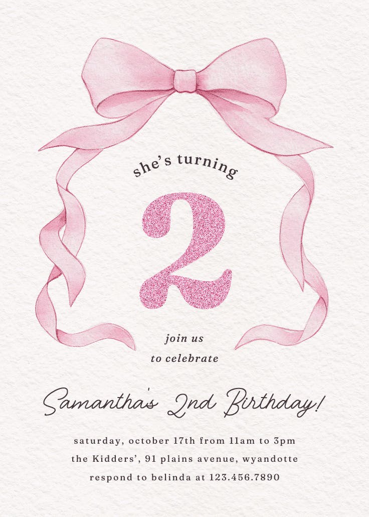 Ballerina bow - birthday invitation