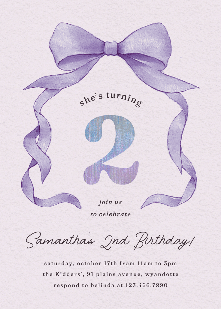 Ballerina bow - birthday invitation