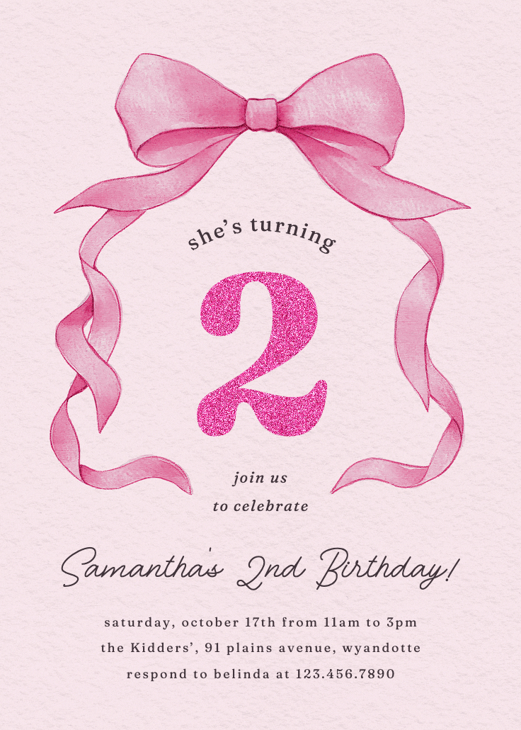 Ballerina bow - birthday invitation