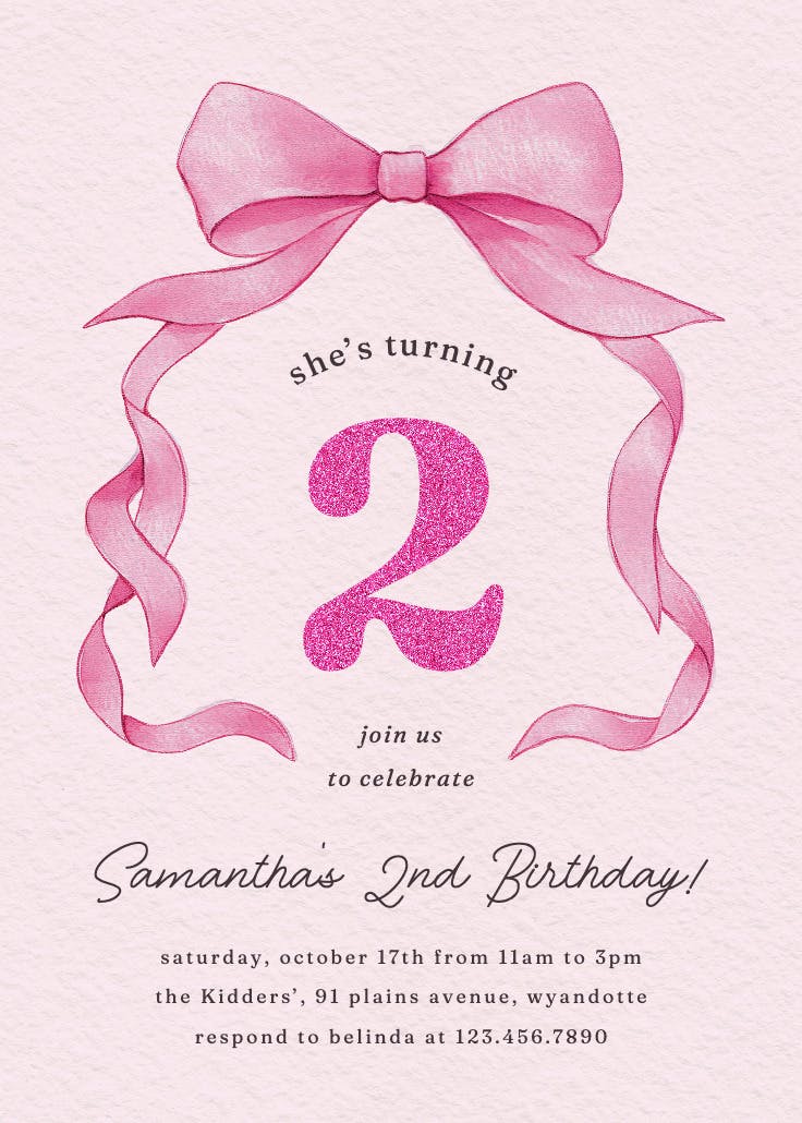 Ballerina bow - birthday invitation