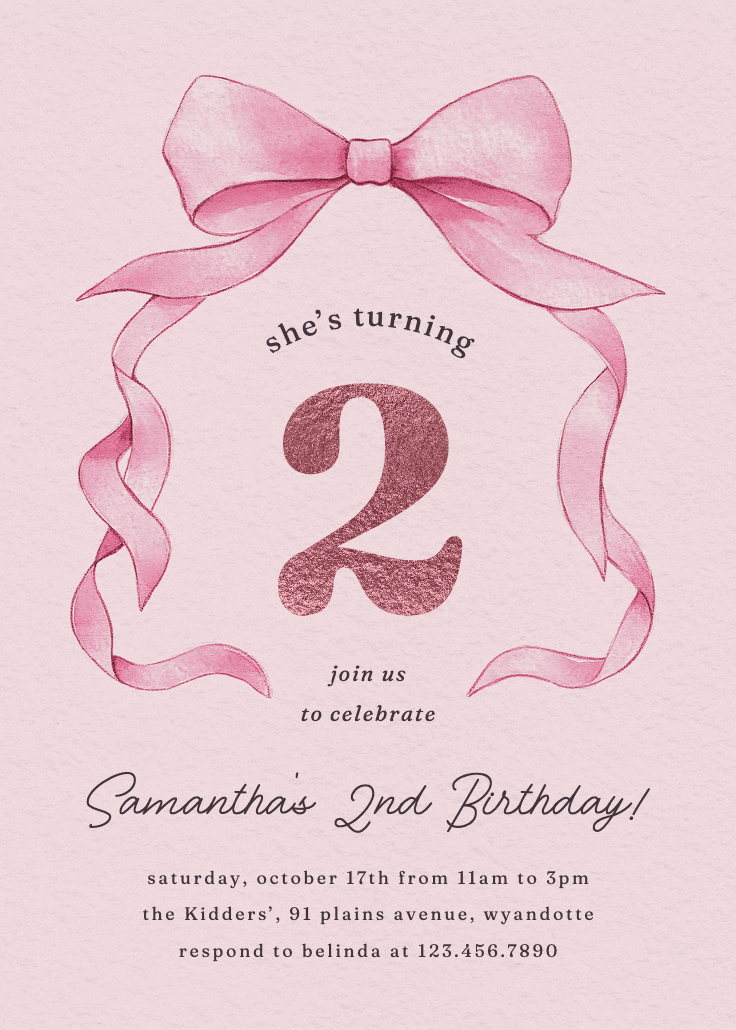Ballerina bow - birthday invitation