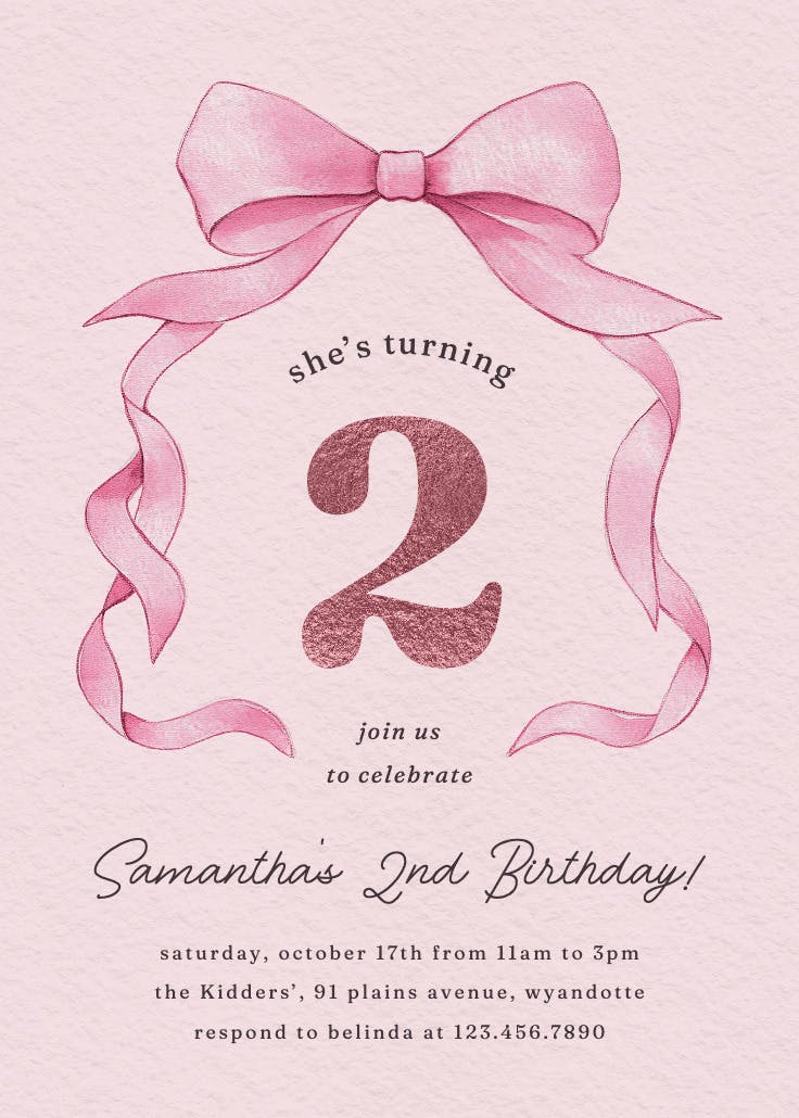 Ballerina bow - birthday invitation