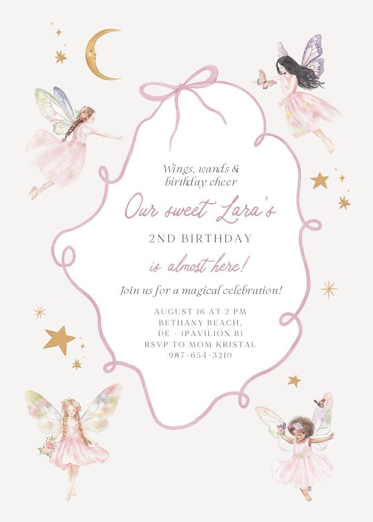Fairyland turns two - birthday invitation