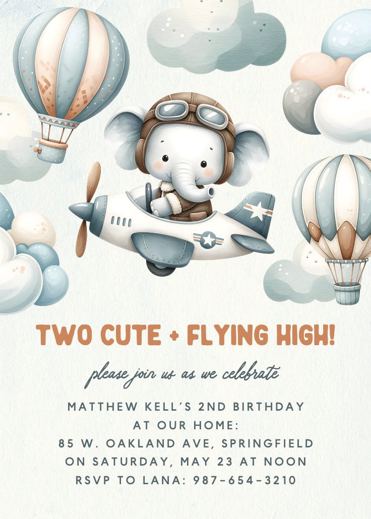 Flying high - birthday invitation