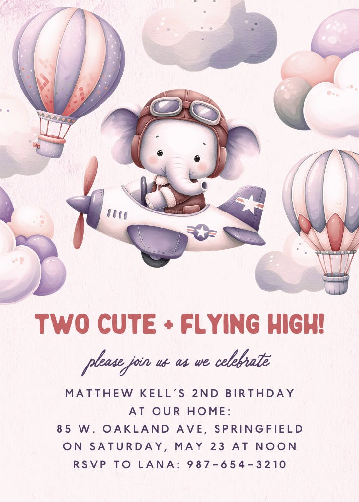 Flying high - invitación de cumpleaños