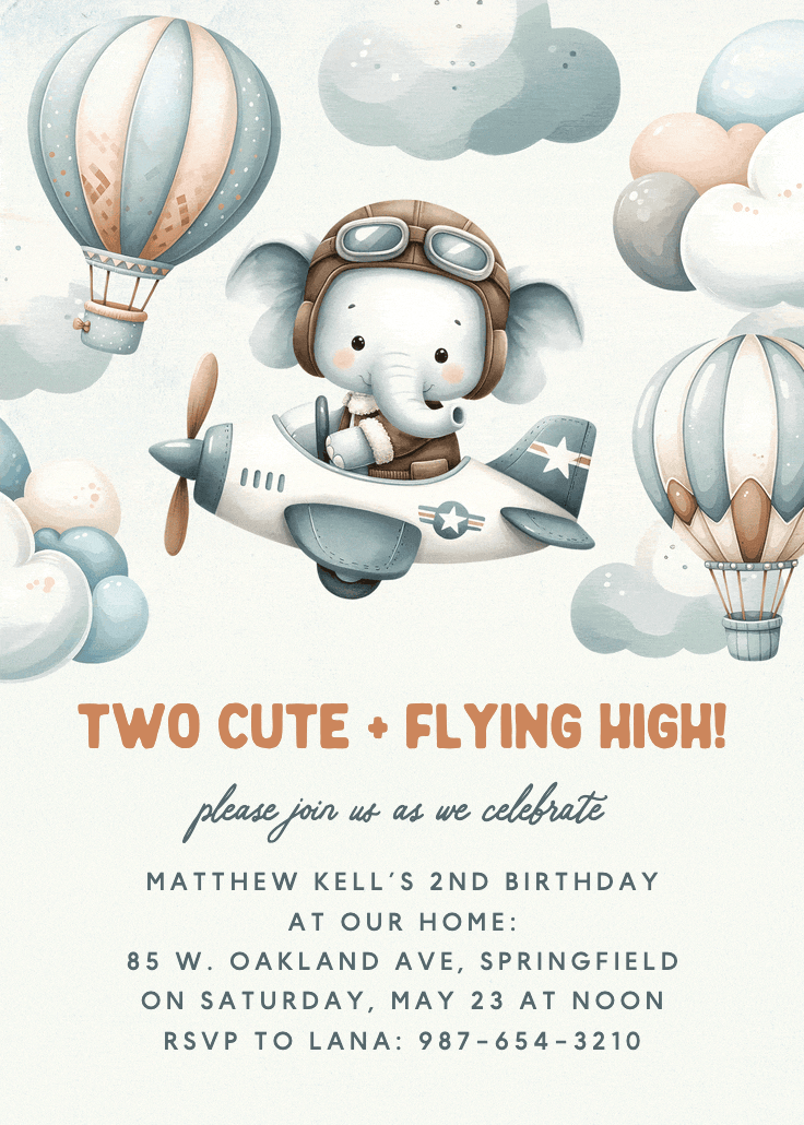 Flying high - printable party invitation