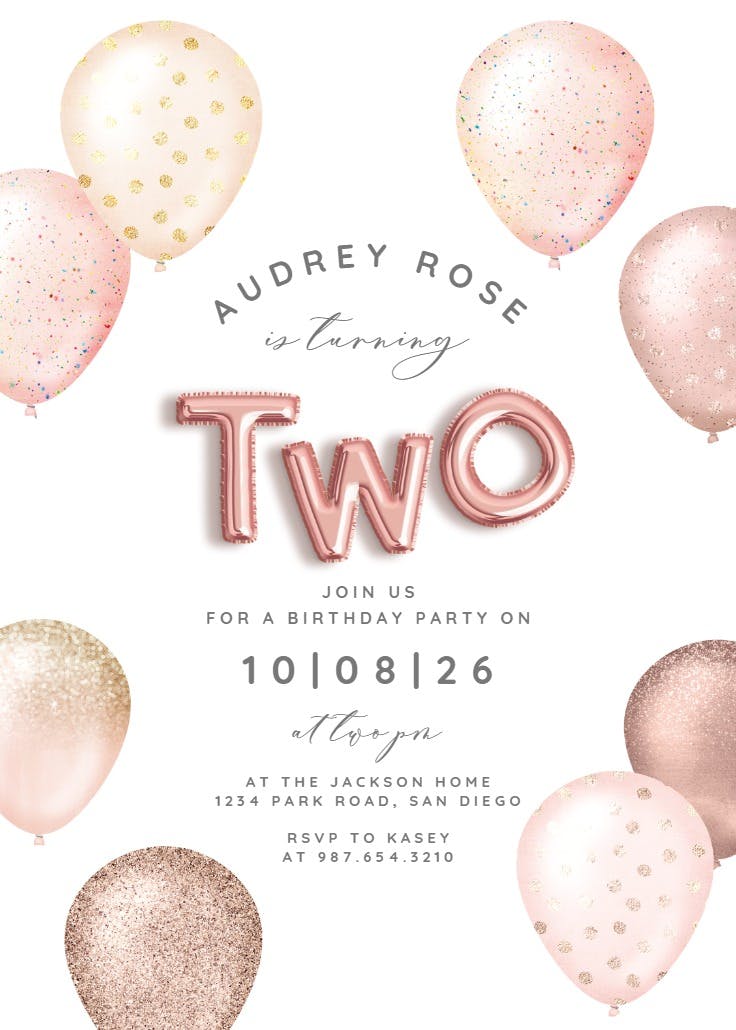 Foil & glitter balloons - birthday invitation