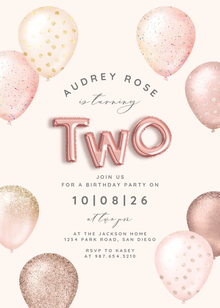Foil & glitter balloons - birthday invitation