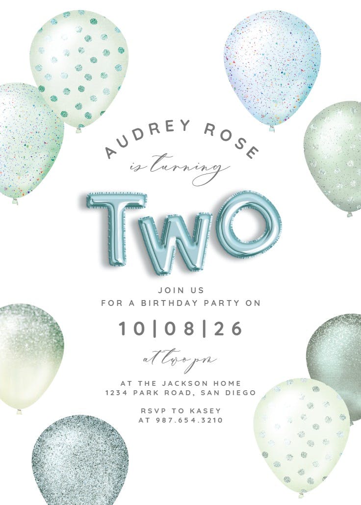 Foil & glitter balloons - birthday invitation