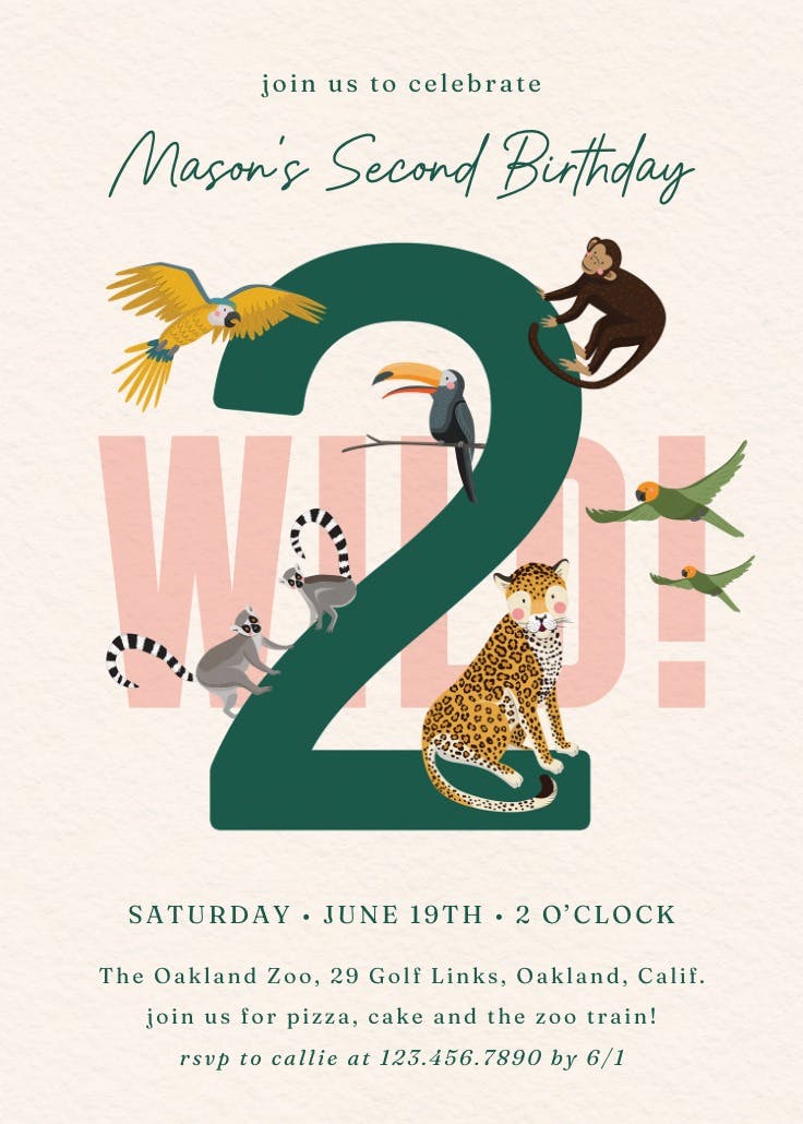 Jungle jamboree - birthday invitation