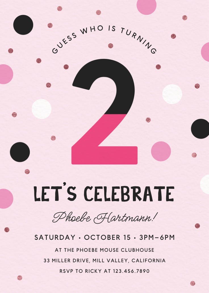 Mouska two - birthday invitation