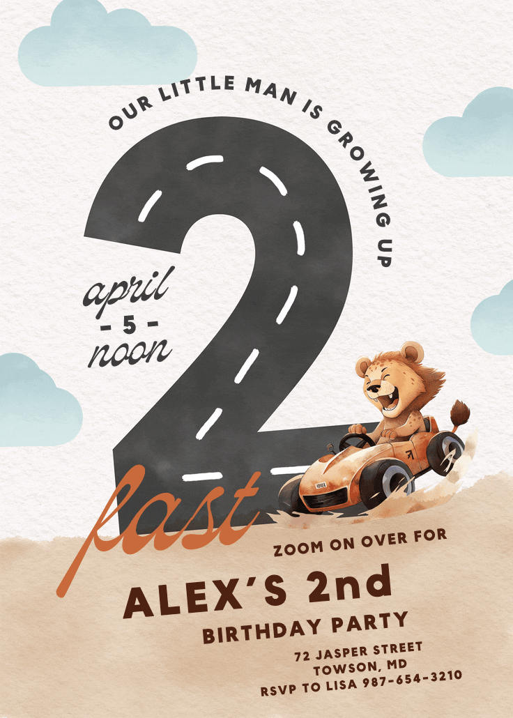 Much 2 fast - birthday invitation