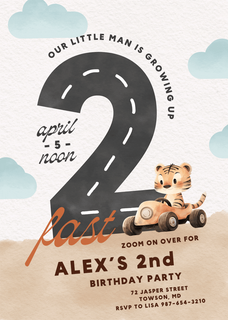 Much 2 fast - birthday invitation