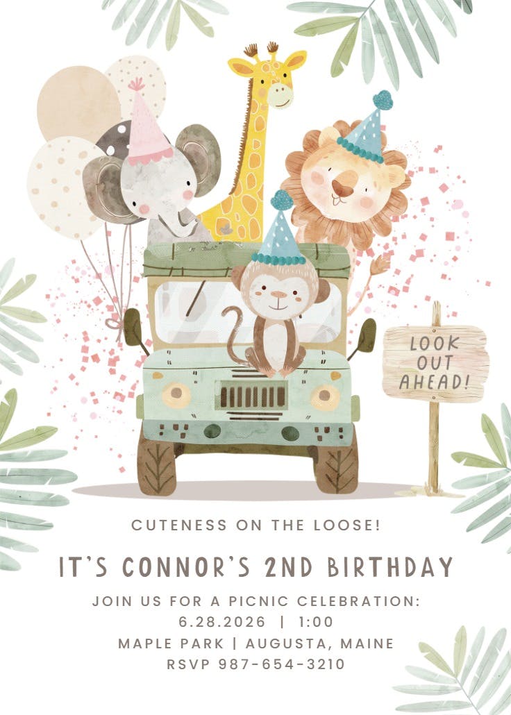 On the loose - birthday invitation