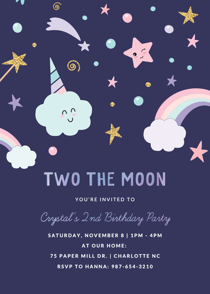 Party unicorn - invitación de cumpleaños