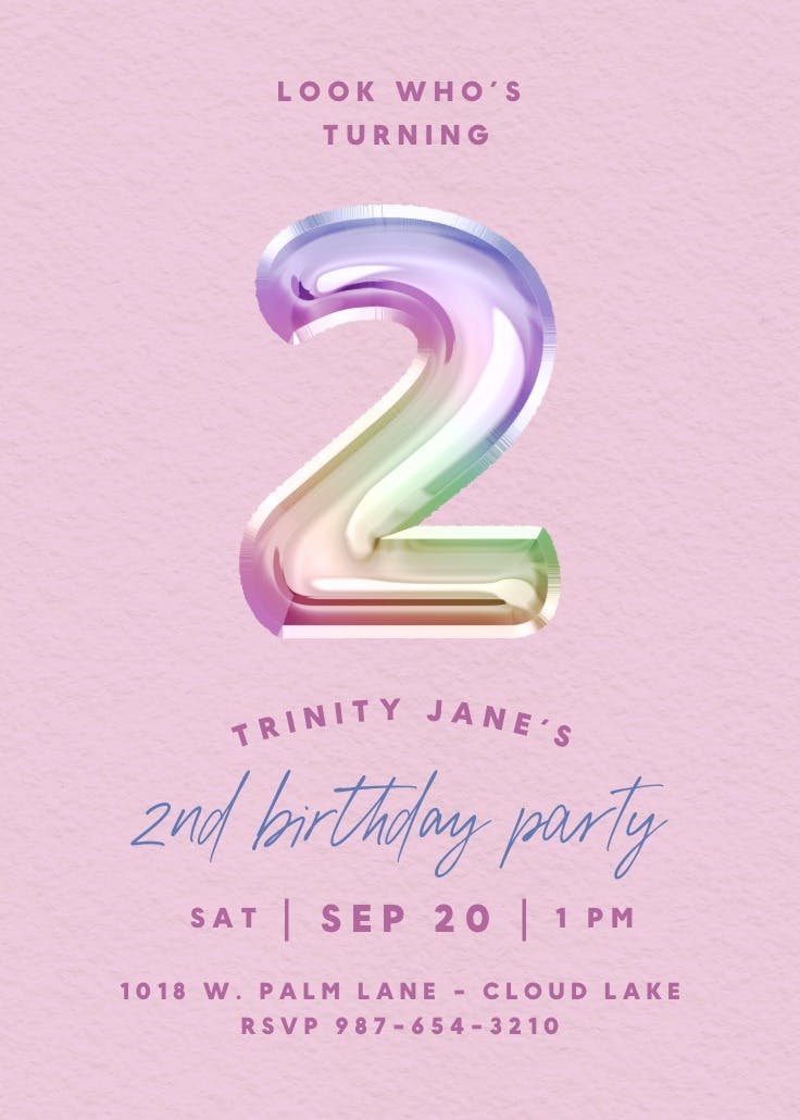 Rainbow foil - invitación de cumpleaños