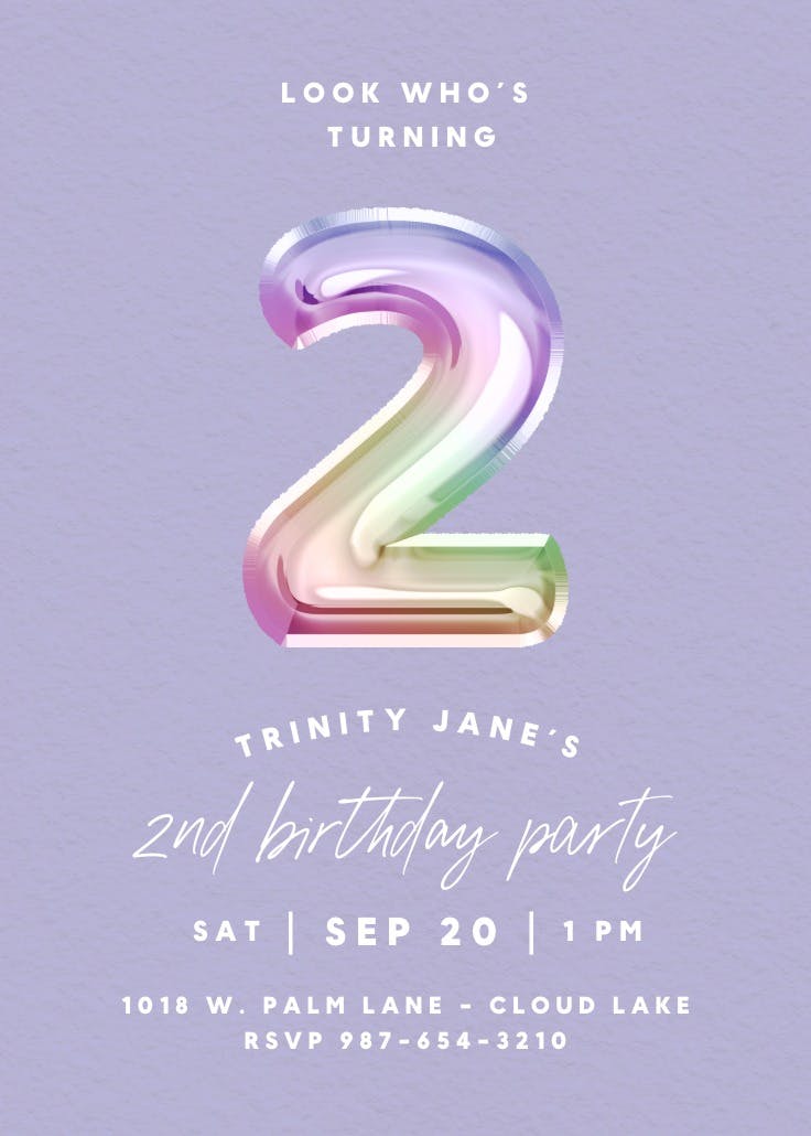 Rainbow foil - invitación de cumpleaños