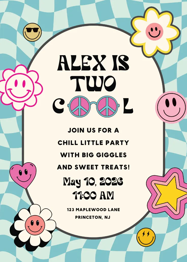 Retro two - invitación de cumpleaños