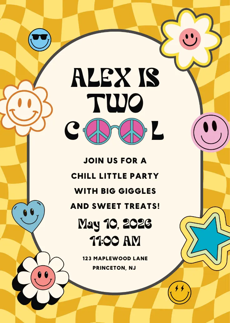 Retro two - invitación de cumpleaños