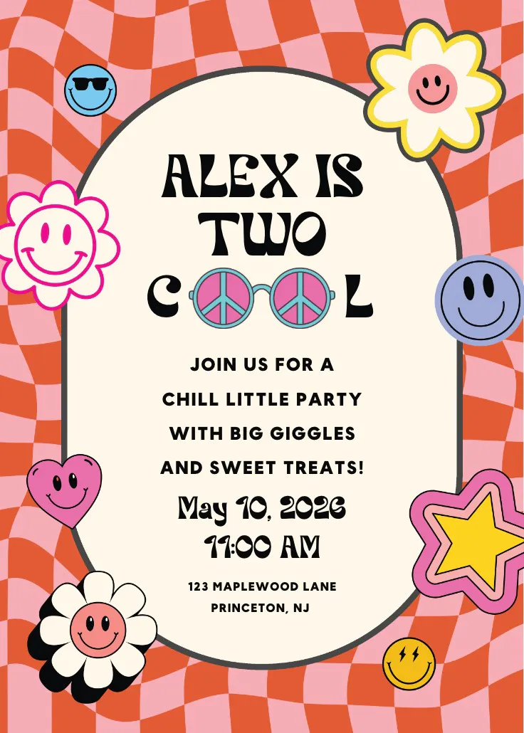 Retro two - invitación de cumpleaños