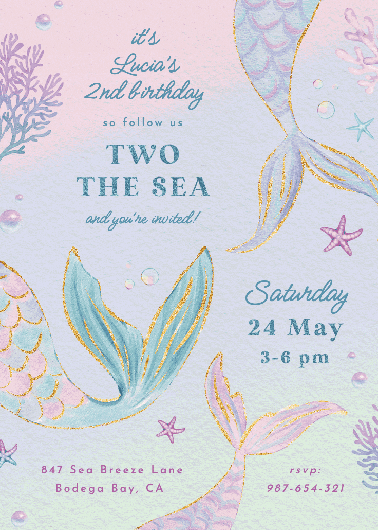 Shimmering shell-ebration - invitación de cumpleaños