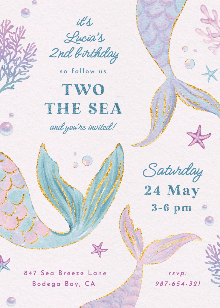 Shimmering shell-ebration - invitación de cumpleaños