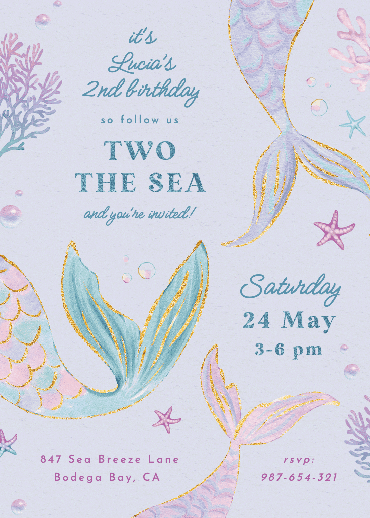 Shimmering shell-ebration - invitación de cumpleaños