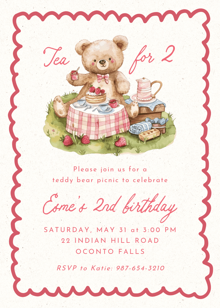 Tea for two - birthday invitation