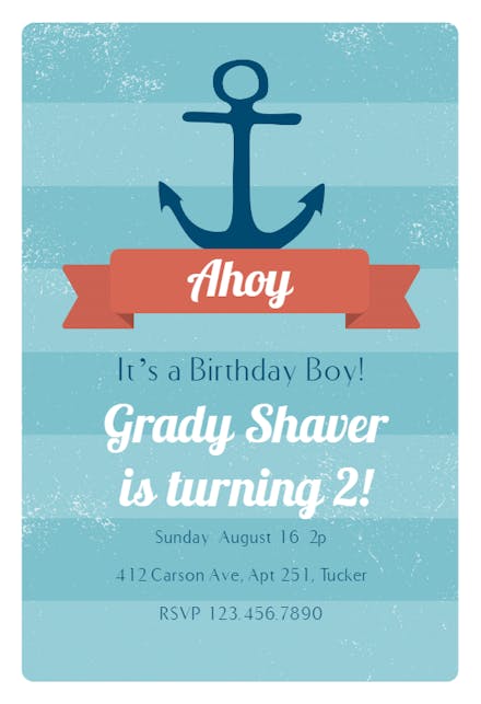 Ahoy Its Another Year - Birthday Invitation