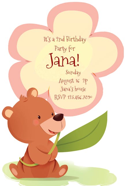Bloom and Bear - Birthday Invitation