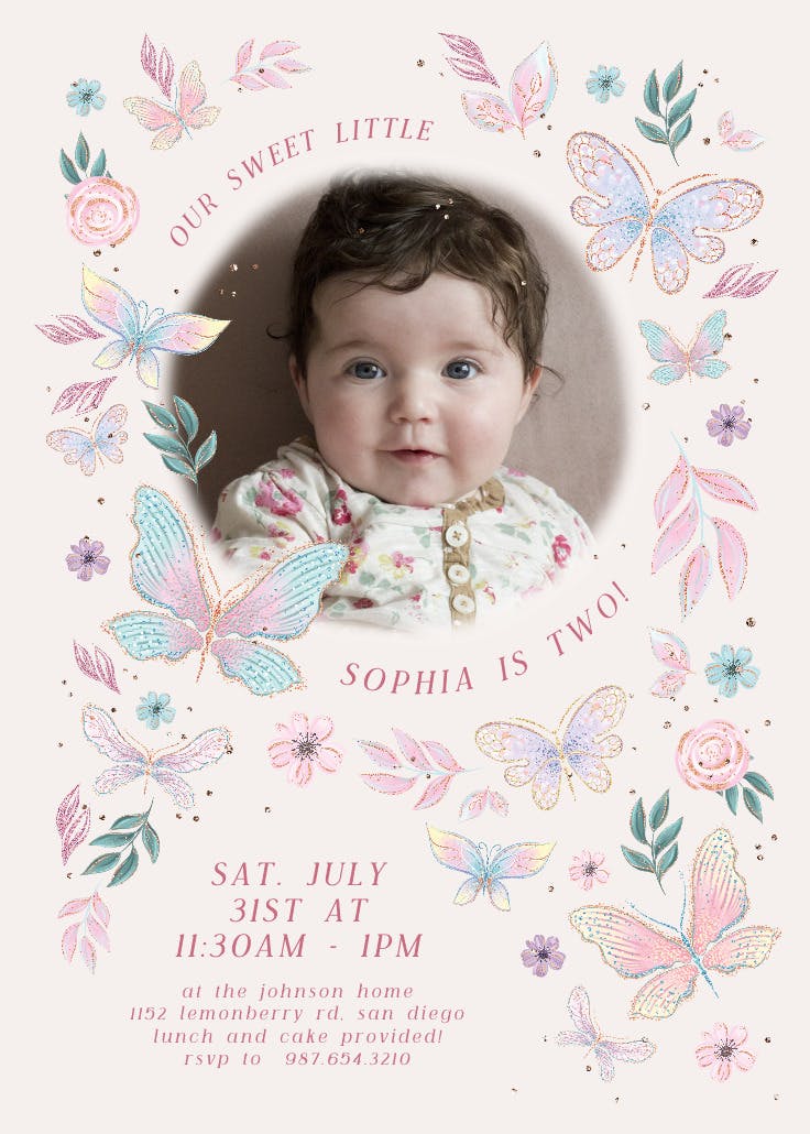 Butterfly birthday bash - birthday invitation