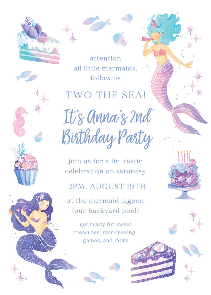 Calling all mermaids - birthday invitation