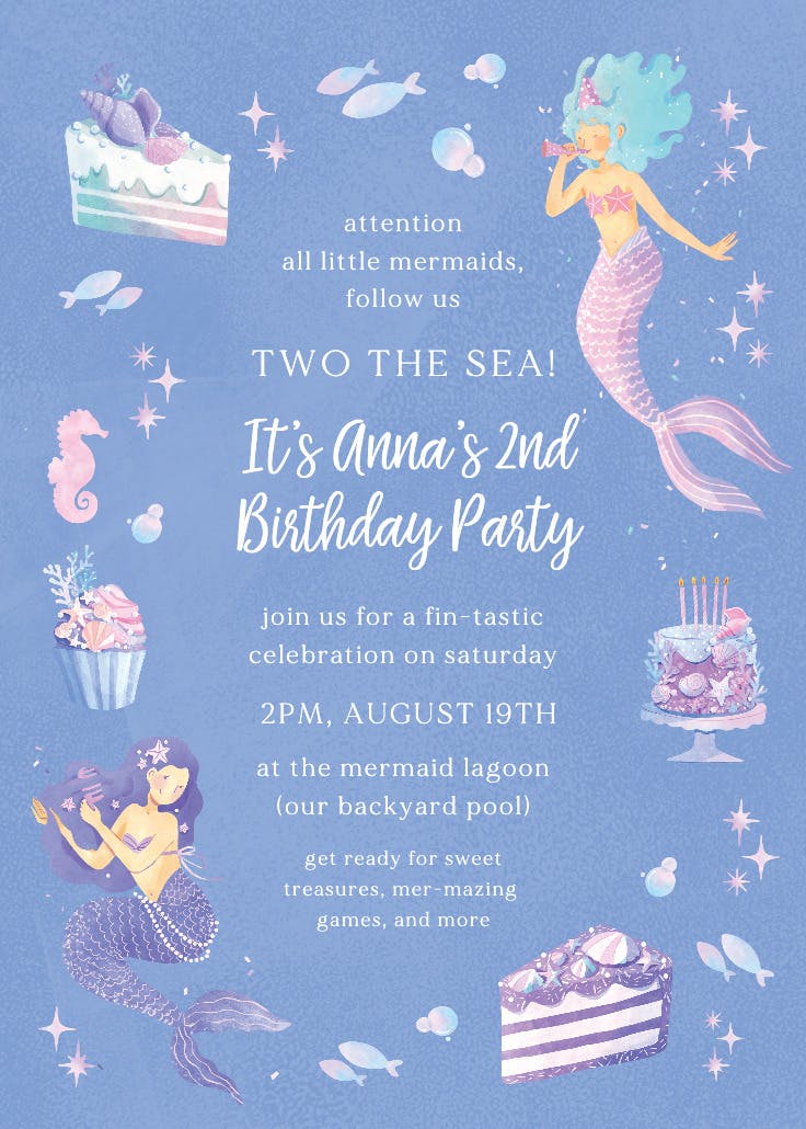 Calling all mermaids - birthday invitation